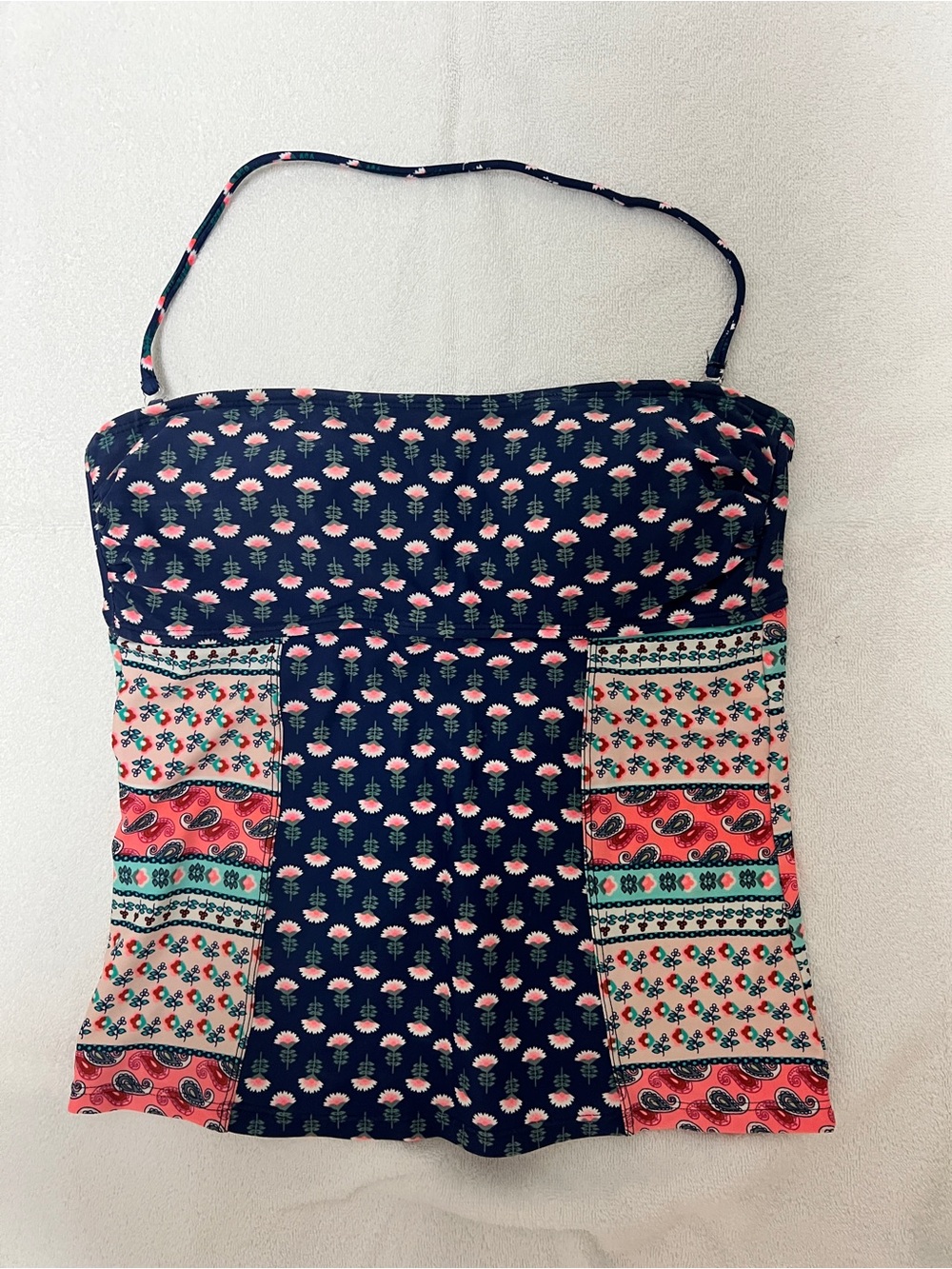 Gossip Navy Strapless Floral Patchwork Tankini top